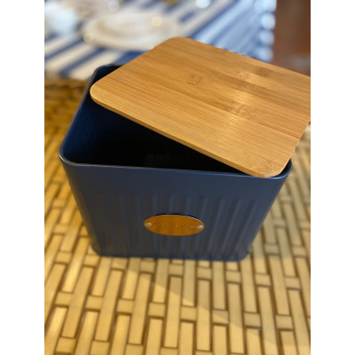 POTE PORTA BISCOITO  DE FERRO AZUL